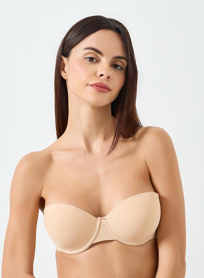 تايك تو حمالة صدر سادة بحشوة وأسلاك وحمالات شفافة قابلة للفصل - Image 1